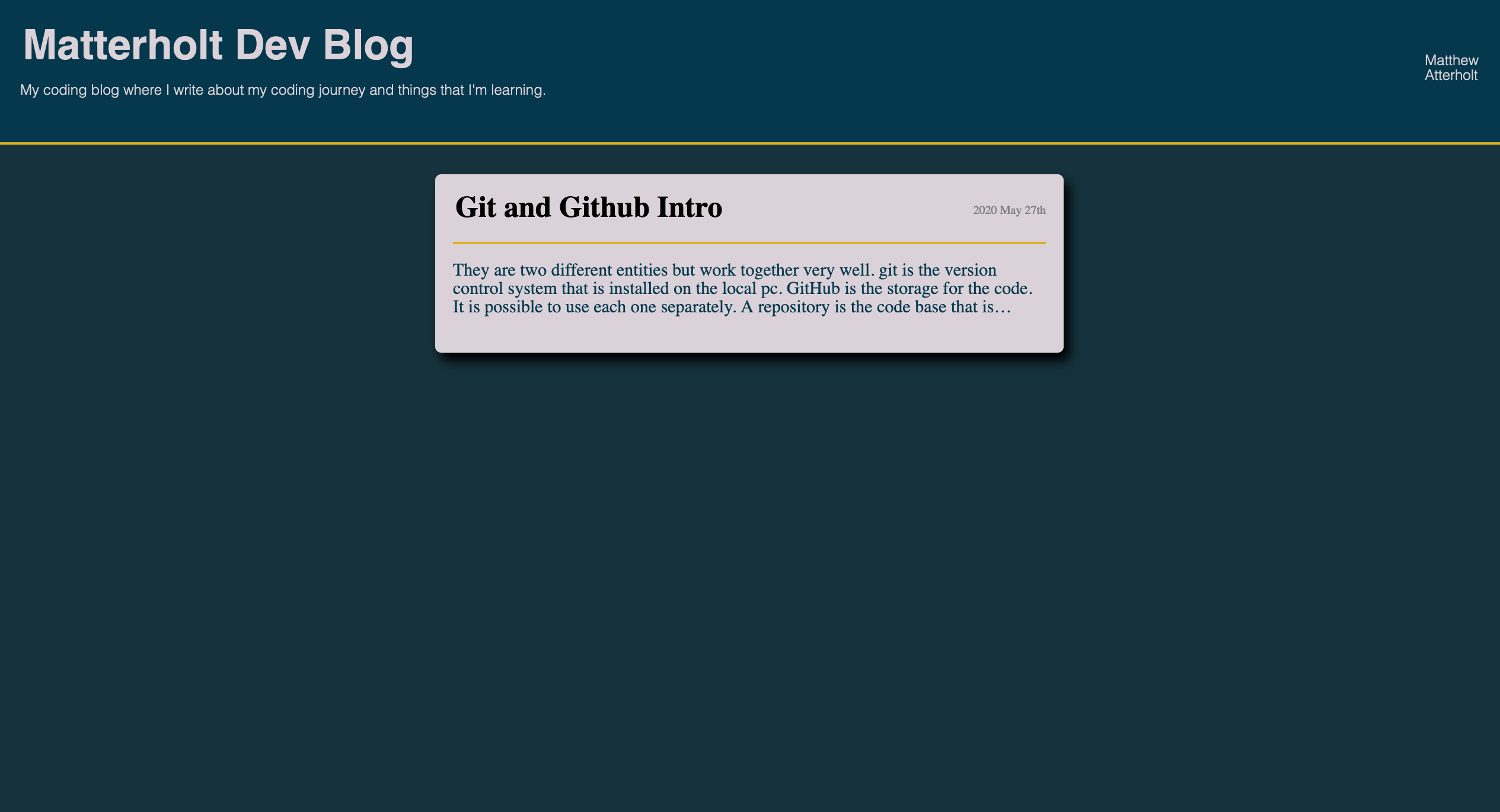 screenshot of gatsby blog.